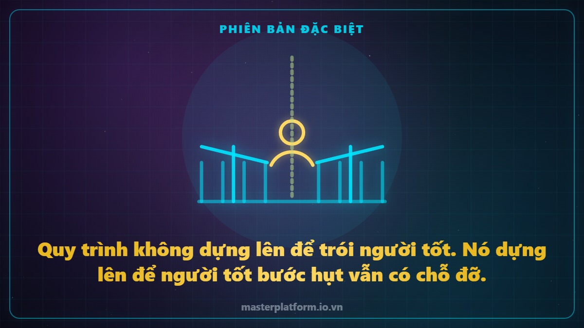 Hình vẽ nét sáng: một người đi giữa con đường có lan can hai bên, phía trước là vệt sáng dẫn đường
